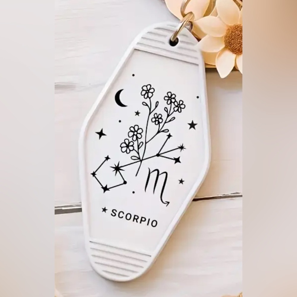 Handmade Custom Hotel Keychain with Zodiac Logo (Double Sided)